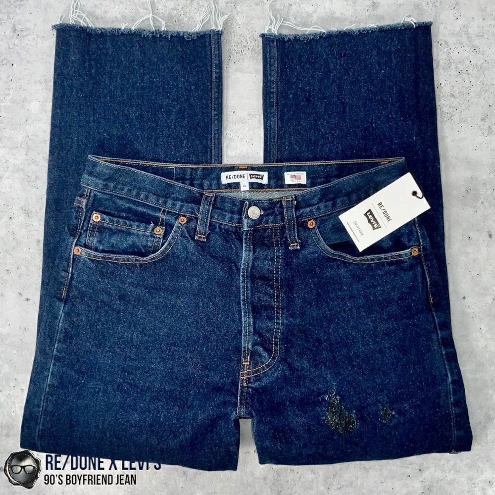 RE/DONE x LEVI’S 90’S BOYFRIEND JEAN IN INDIGO RECONSTRUCTED VINTAGE DENIM 26